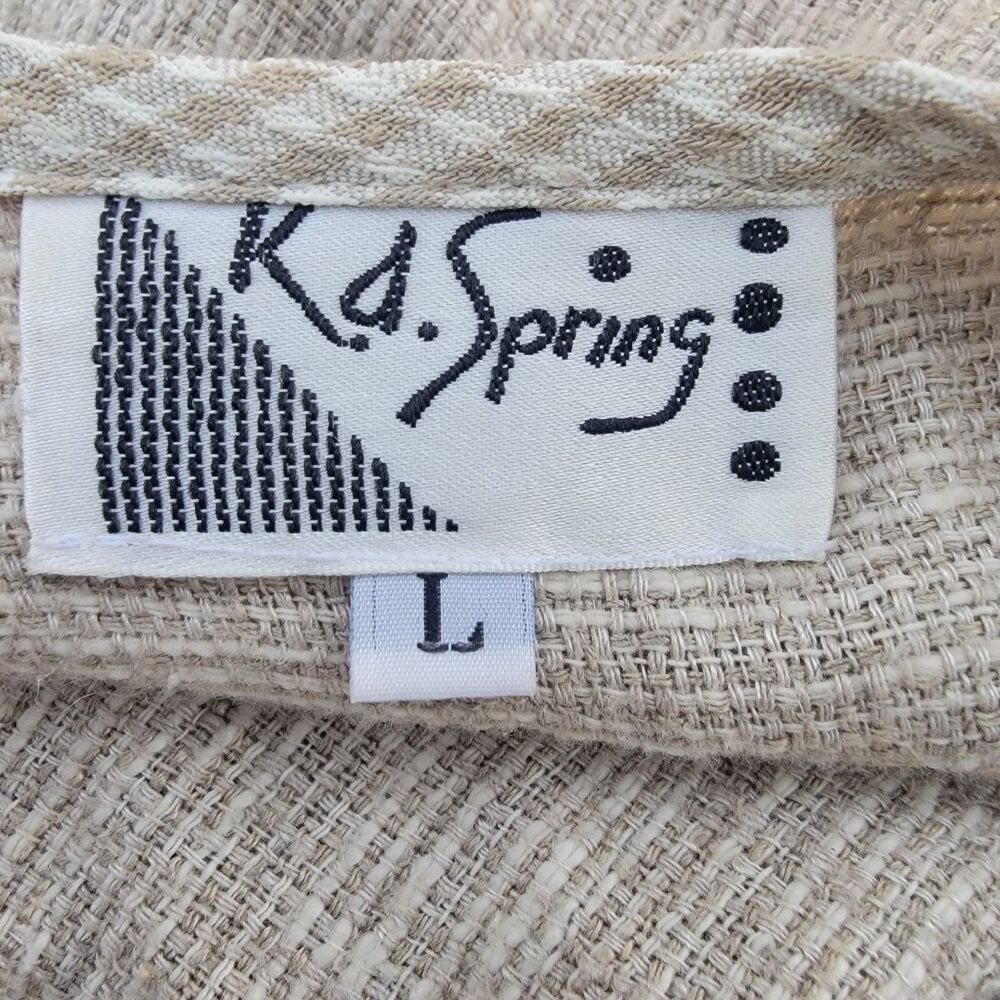 Linen blend long line embroidered vest wmns Sz L Artsy Lagenlook Art To Wear - Picture 7 of 8